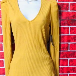 INC -DESIGNER GOLD DUST WOMEN’S RIBBED V-NECK SWEATER /Size/S/XS